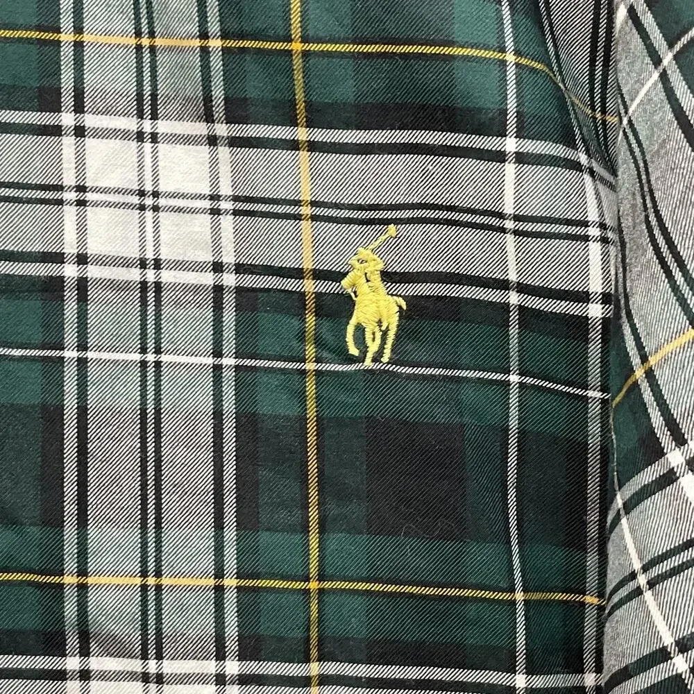 Polo Ralph Lauren Shirt Mens 3XB Green Plaid Big & Tall Long Sleeve Button Down - Picture 5 of 12